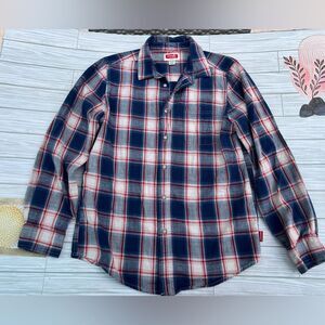 Wrangler Boy’s Navy and Red Plaid Shirt, Western, Cowboy, Rodeo